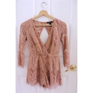 Three Quarter Sleeve Dark Nude Romper
